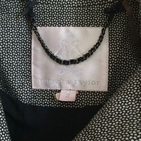 Rebecca Taylor black white textured Raw Hem blazer Women’s Size 2 - Picture 3 of 7